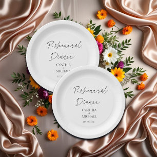 Simple Script Wedding Rehearsal Dinner Paper Plate