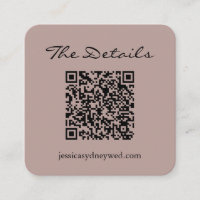 Simple Script Wedding RSVP Details QR Code Mauve