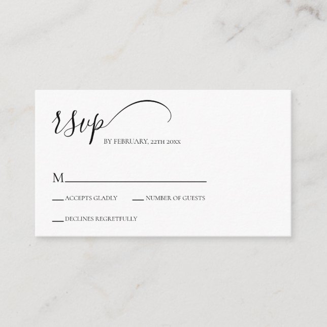 Simple Script Wedding RSVP Enclosure Card (Front)