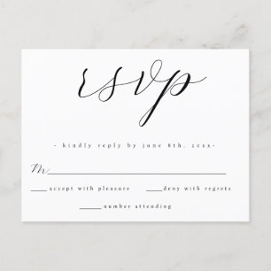 Simple Script Wedding RSVP Response Card Postcard