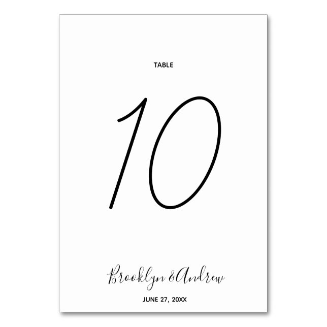 Simple Script Wedding Table Numbers (Front)