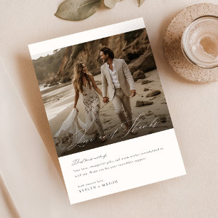 Simple Script Wedding Thank You Photo Card