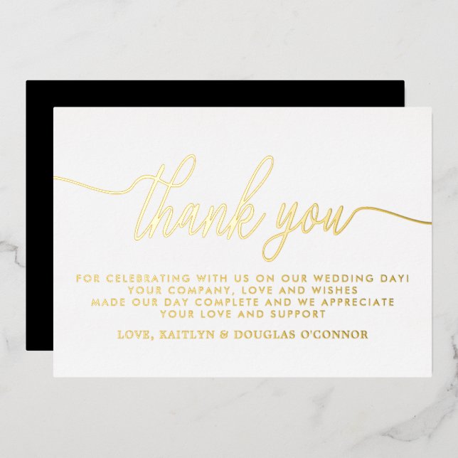 Simple Script Wedding Thank You Real Foil (Front/Back)