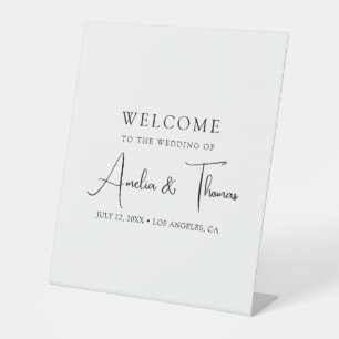 Simple Script Wedding Welcome Pedestal Sign