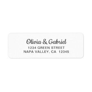 Simple Script. White black Wedding Return Address