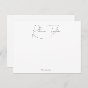 Simple Script White Handwritting Name Stationery  Card
