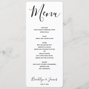 Simple Script White Wedding Menu