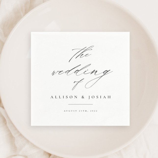 Simple Script White Wedding Napkin (Creator Uploaded)