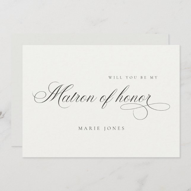 Simple Script Will you be my Matron of Honour Card (Front/Back)