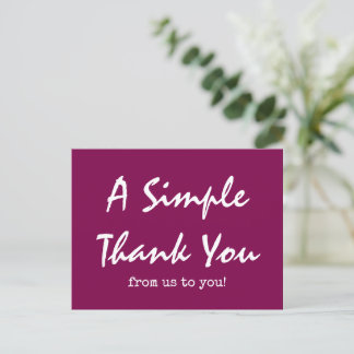 Simple Script Wine Coloured Business Thank You Postcard