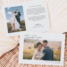 Simple Script With Heart Wedding Photo Thank You Card at Zazzle