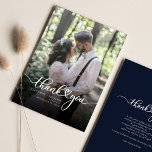 Simple Script with Heart Wedding Photo Thank You Card<br><div class="desc">Modern Wedding Photo Hand-Lettered Thank You Note Card. A great and thoughtful way to thank your friends,  family,  and coworkers who showed up to celebrate your wedding day. Featuring a modern photo thank you card with script hand lettered "thank you" and a love heart.</div>