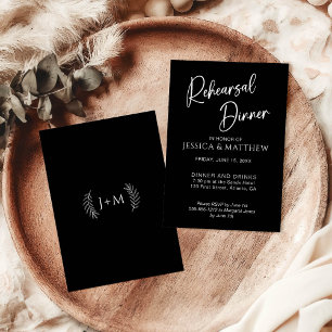 Simple Scripty Monogram Vines Rehearsal Dinner  Invitation