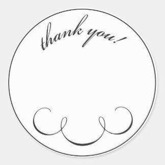 simple scroll thank you classic round sticker
