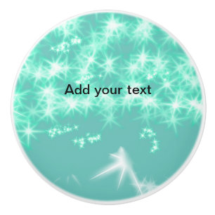 Simple sea blueglitter sparkle stars add your text ceramic knob