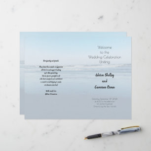 Simple Seacoast Ceremony Folded Wedding Program