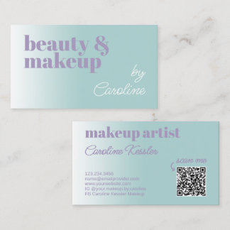 Simple Seafoam Blue Lilac Violet White Calligraphy Business Card
