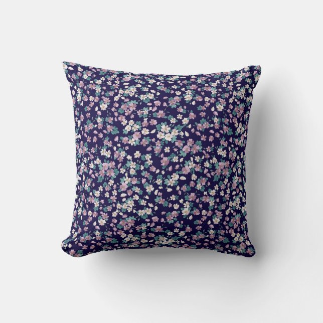 Simple seamless floral pattern with bright colorfu cushion (Front)