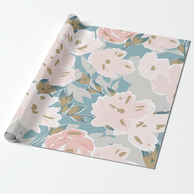 Simple seamless pattern of hand drawn gouache flow wrapping paper (Unrolled)