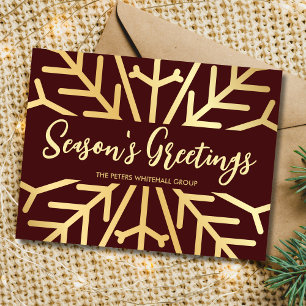 Simple Season's Greetings snowflake Gold business Postcard