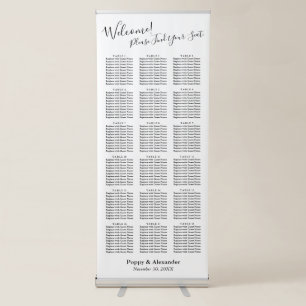 Simple Seating Chart with 180 Guest Names Retractable Banner