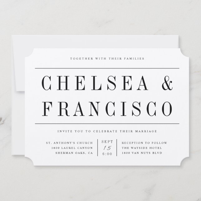 Simple Serif Modern Typography Wedding Invitation (Front)