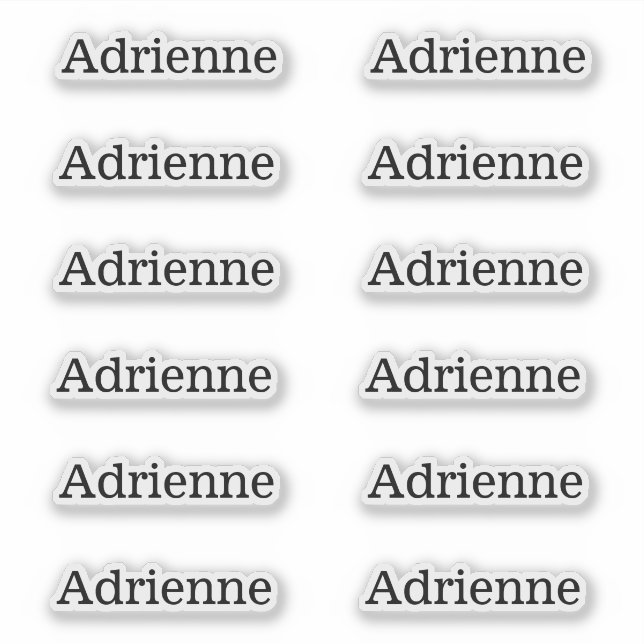 Simple Serif Name Labels Set of 12 Custom Stickers (Front)