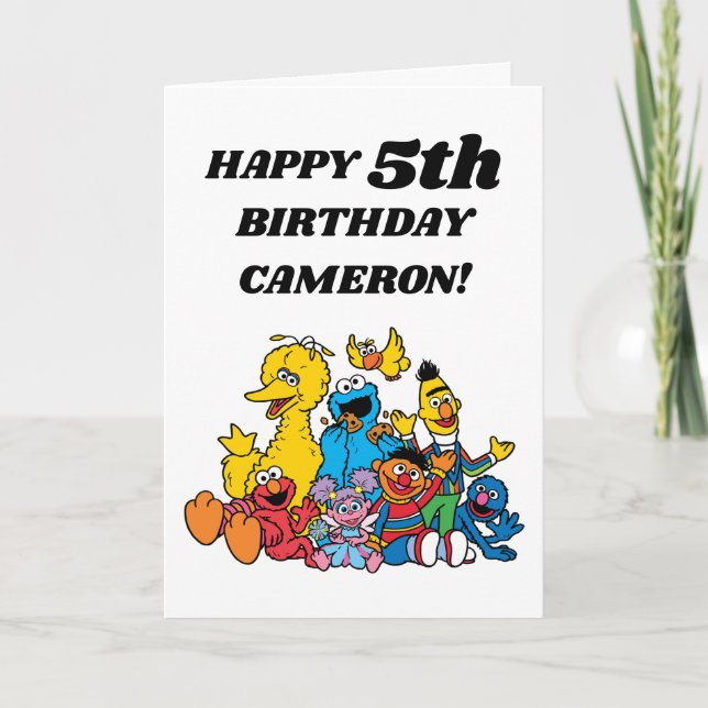 Simple Sesame Street Pals 1st Birthday Card (Front)