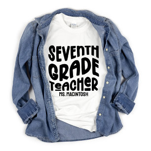 Simple Seventh Grade Teacher Retro Text T-Shirt