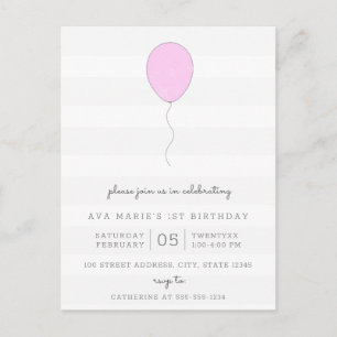Simple Shabby Chic Grey & Purple Balloon Birthday Postcard
