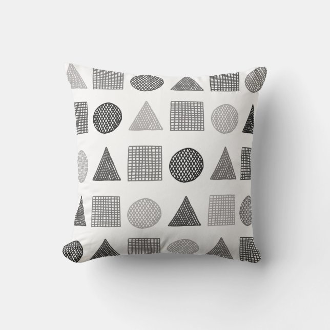 Simple Shape Design Grey White Cushion (Front)
