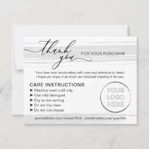 Simple Shaped Grey Business Instructions Care Thank You Card