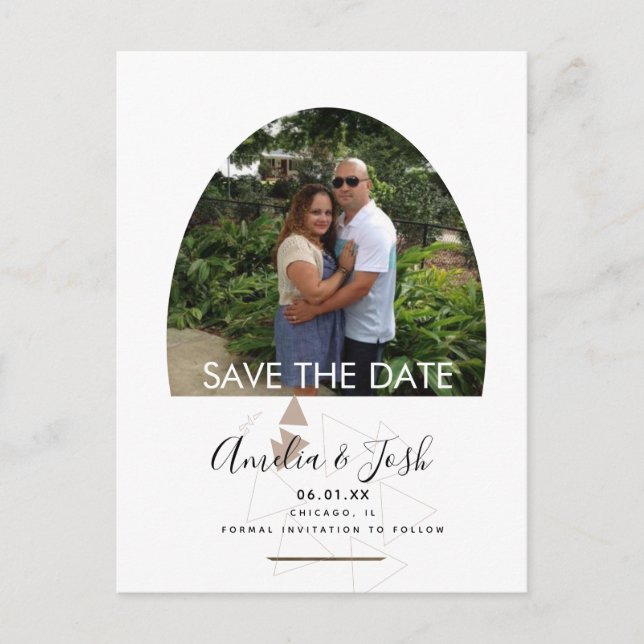 Simple Shapes Arch Save the Date Photo Postcard (Front)