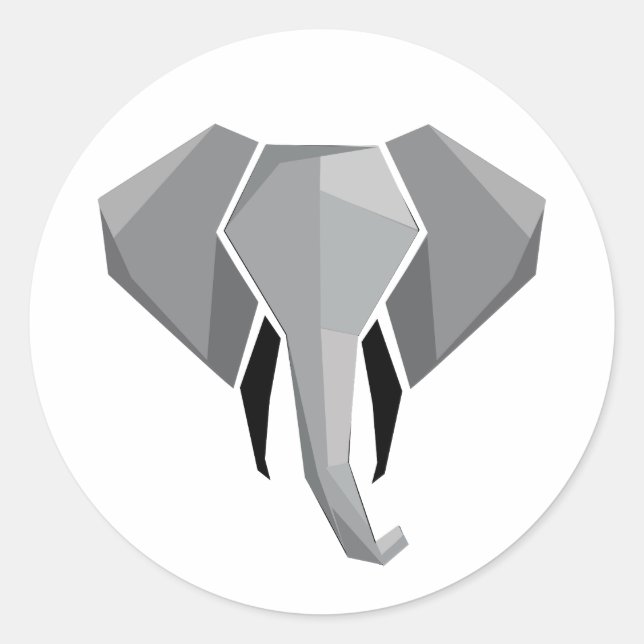 Simple Shapes Geometrics Elephant Head  Classic Round Sticker (Front)