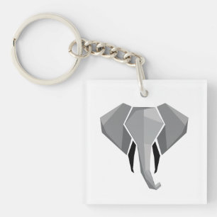 Simple Shapes Geometrics Elephant Head  Key Ring