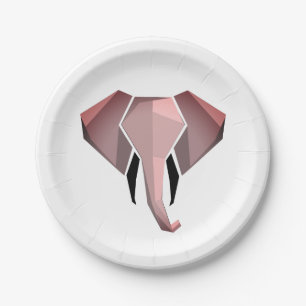 Simple Shapes Geometrics Elephant Head Paper Plate