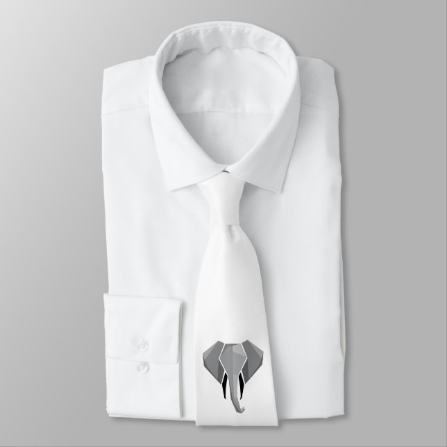 Simple Shapes Geometrics Elephant Head  Tie (Tied)