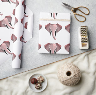 Simple Shapes Geometrics Elephant Head Wrapping Paper
