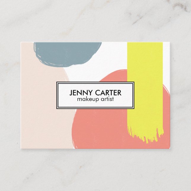 Simple Shapes Minimalist Cool Lime Pink Business Card (Front)