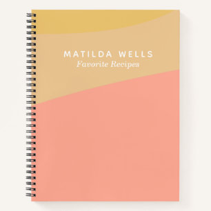 Simple Shapes Pastel Coral Custom Name Recipe Notebook