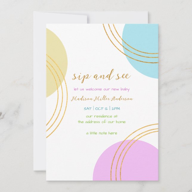 Simple Shapes Sip And See Invitation (Front)