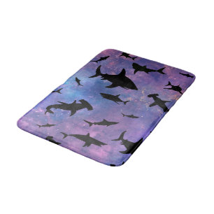 Simple shark fish jaws whale ocean galaxy pattern bath mat