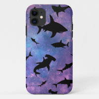 Simple shark fish jaws whale ocean galaxy pattern