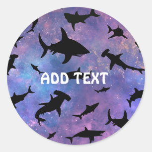 Simple shark fish jaws whale ocean galaxy pattern classic round sticker
