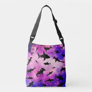 Simple shark fish jaws whale ocean galaxy pattern crossbody bag