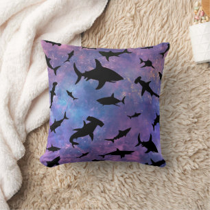 Simple shark fish jaws whale ocean galaxy pattern cushion