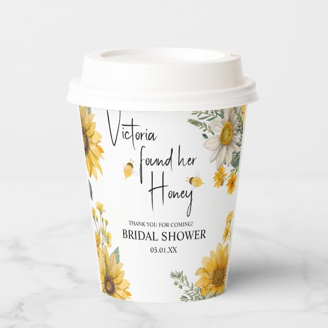 Simple She’s Found Her Honey Bee Bridal Shower Paper Cups (Front)