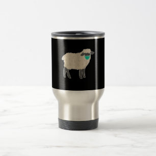 Simple Sheep Wearing Mask Cute Animal gift Travel Mug