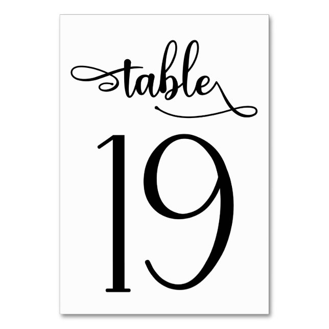 Simple sign | 3.5x5 table number | Table 19 (Back)