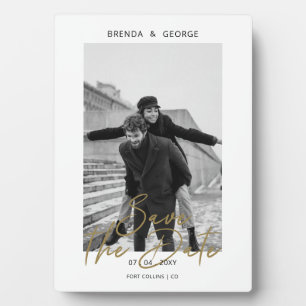 Simple Signature Minimalist Photo Save the Date Plaque